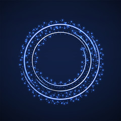 Abstract ring background with luminous particles. Glowing circle