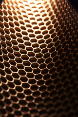 Abstract hexagon background. Hexagons industrial background. Golden bee honeycombs.