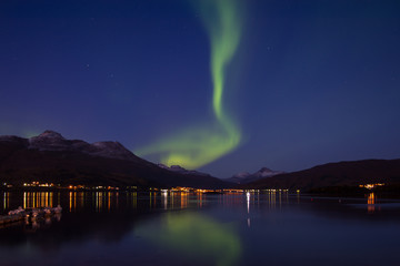 Naklejka na ściany i meble Northern lights (Aurora Borealis) near Narvik, Norway 