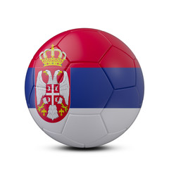 Obraz premium Soccer ball with flag of Serbia isolated with clipping path on white background, 3d rendering