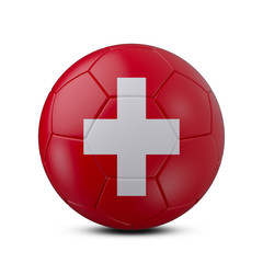 Soccer ball with flag of Switzerland isolated with clipping path on white background, 3d rendering