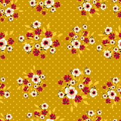 Cute simple pattern with small scale flowers. Shabby chic style. Floral seamless background for textile or book covers, manufacturing, wallpapers, print, gift wrap and scrapbooking.