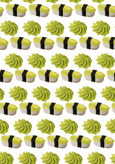 Seamless sushi pattern with wasabi 
