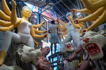 A workshop in Kumortuli, Kolkata, India
