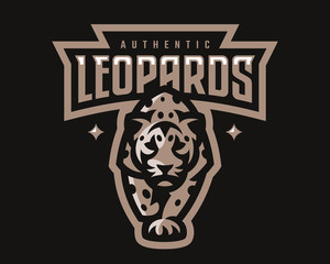 Leopard modern mascot logo, template design emblem for a sport and eSport team.