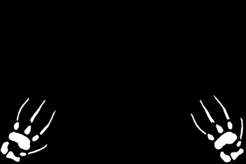 Illustration of hands and space for text. Black background