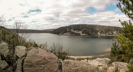 Fototapeta premium Panoramic view of Devil's Lake in Wisconsin