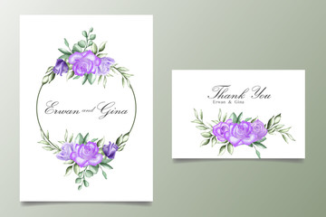 Watercolor Floral wedding invitation template card design