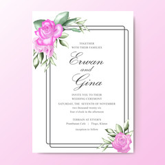 Watercolor Floral wedding invitation template card design
