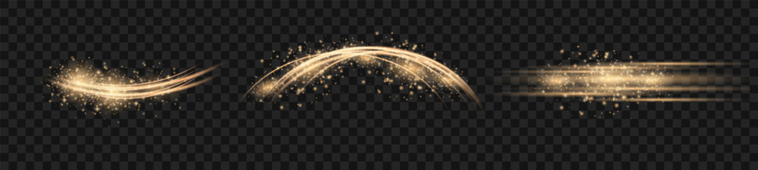 Set of flashes, lights and sparks.