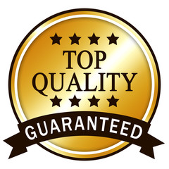 Top quality guaranteed. Golden icon illustration.