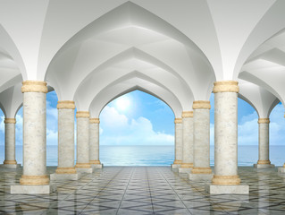 Vault Gallery with Colonnade 3d rendering
