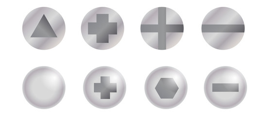 Metal bolt heads. Set