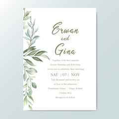 Greenery Watercolor Floral wedding invitation template card design