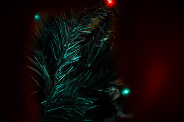 Obraz na płótnie Canvas Christmas Tree with Fairly Lights with Red Frame