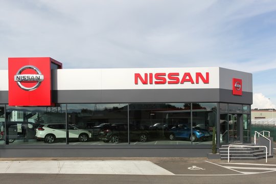 Nissan dealership building on  June 2, 2018 in Villefranche, France