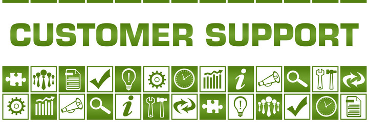 Customer Support Green White Box Grid Business Symbols 