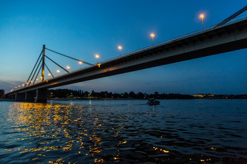 Liberty bridge over Danube in Novi Sad at blue hour.