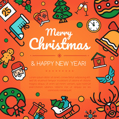 Fototapeta premium Merry christmas and happy new year social media banner template