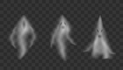 Realistic Ghosts on transparent background. 