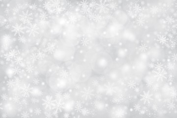 Gray abstract texture background with snowflakes winter and bokeh lights. blurred beautiful shiny Christmas new year, use wallpaper backdrop and your product.