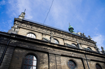 Old european architecture. Beautiful streets with buildings of the 19th century.