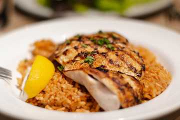 Spicy chicken with brown rice