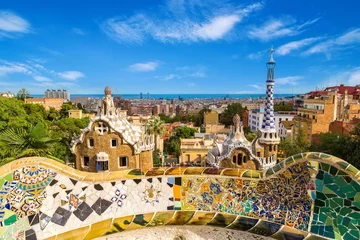 Fotobehang Panoramisch uitzicht over Barcelona, Spanje. © ilker