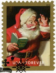 USA - 2018: shows Santa Claus, devoted Christmas, Sparkling Holidays, Forever, 2018