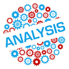 Analysis Red Blue Gears Circular Badge Style 