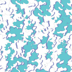 Seamless abstract stained glass background. Vector daub of white and blue shapes, clouds and waves. Endless texture for fabric, tile, wallpaper, paper.