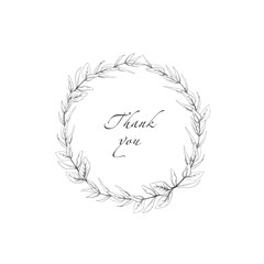Olive wreath, pencil drawing, wedding card, invitation card