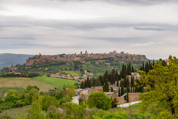 Fototapeta na wymiar Beautiful panoramic view of the ancient etruscan town of Orvieto on a cloudy day Orvieto, Umbria, Italy