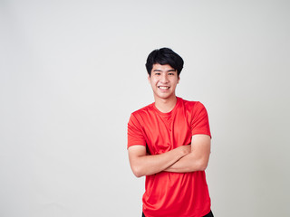 Young man sports player stretching and exercising