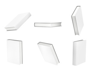 template empty book mockup set white background , 3d rendering	