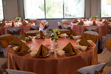 table in the banquet room, Meeting, seminar  in hotel.