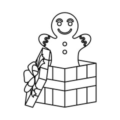 christmas gift box present with ginger cookie