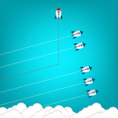 Think differently - Being different, taking risky, move for success in life -The graphic of rocket also represents the concept of courage, enterprise, confidence, belief, fearless, daring,