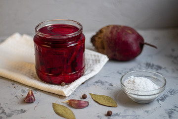Sour, fermented, sour beets.  Ideal for both diet and daily nutrition.  Vegetarians and vegans can eat it.  Beneficial bacteria improve the functioning of the gastrointestinal tract. © Оксана Клименко