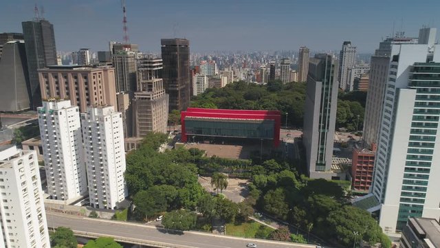 day time sao paulo city famous square aerial panorama 4k brasil 