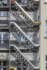 Naklejka premium Scaffolding in front of house, facade renovation