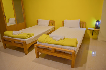 White bed, White bed in hotel, White bed in hotel from Thailand country