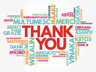 Thank You word cloud in different languages, concept background