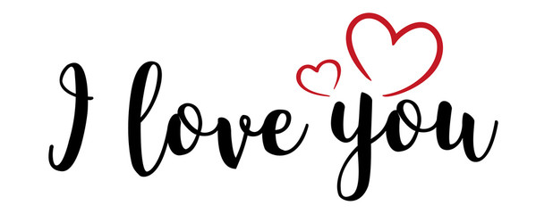 "I love you" mit roten Herzen