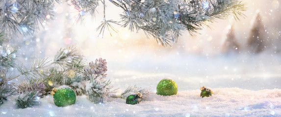 Winter Landscape with Christmas Decoration