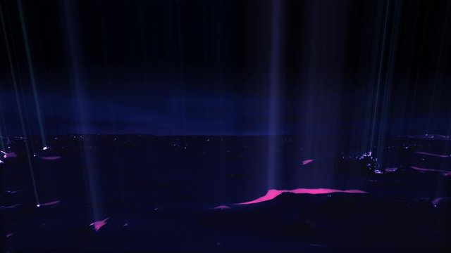 Flying low over dark alien planet surface abstract aerial animation.mov
