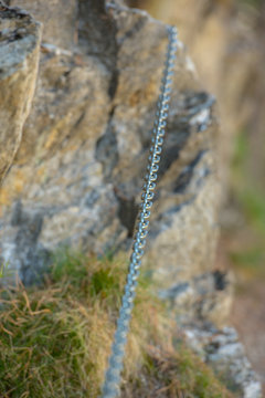 Chains In Via Ferrata In The Pyrenees Of Andorra.