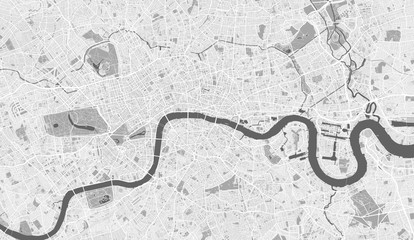 Neutral, Detailed Map of London, UK