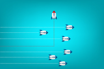 Think differently - Being different, taking risky, move for success in life -The graphic of rocket also represents the concept of courage, enterprise, confidence, belief, fearless, daring,