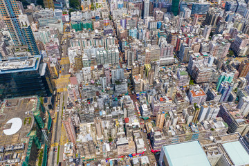 Fototapeta premium Top down view of Hong Kong city
